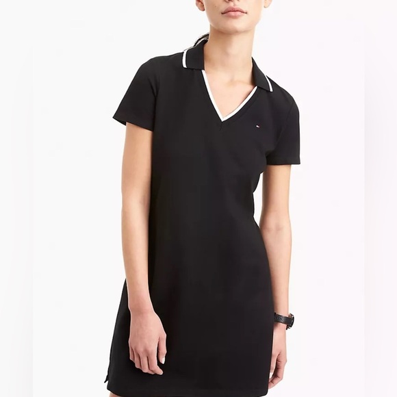 Tommy Hilfiger Stretch Pique Cotton V-Neck Polo Dress size small like new - Picture 1 of 7